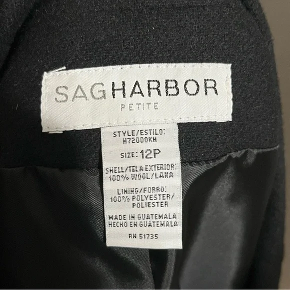 ⭐️Sag Harbor Black 100% Wool Blazer Sz-12P - Picture 4 of 5